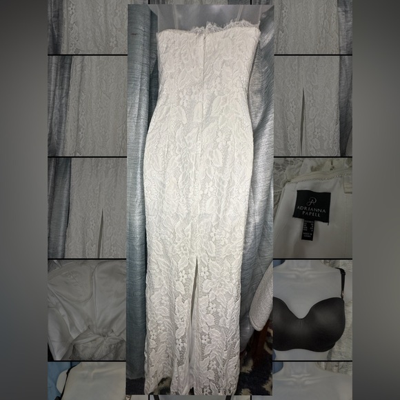 Adrianna Papell White Lace, Strapless Bodycon Long Wedding Gown Dress ~ Size 4 - Picture 11 of 11